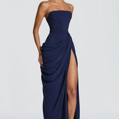 Aurelia Draped Maxi Dress in Navy - Maeve & Erin Dublin