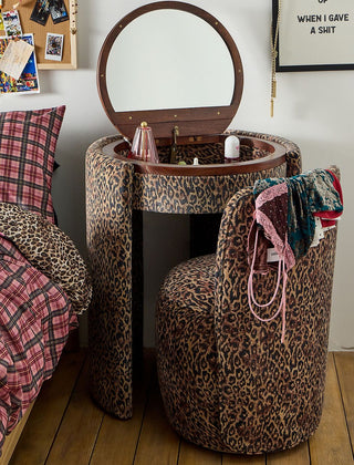 ZOVANO Leopard Schminktisch mit Hocker, Ansicht 1